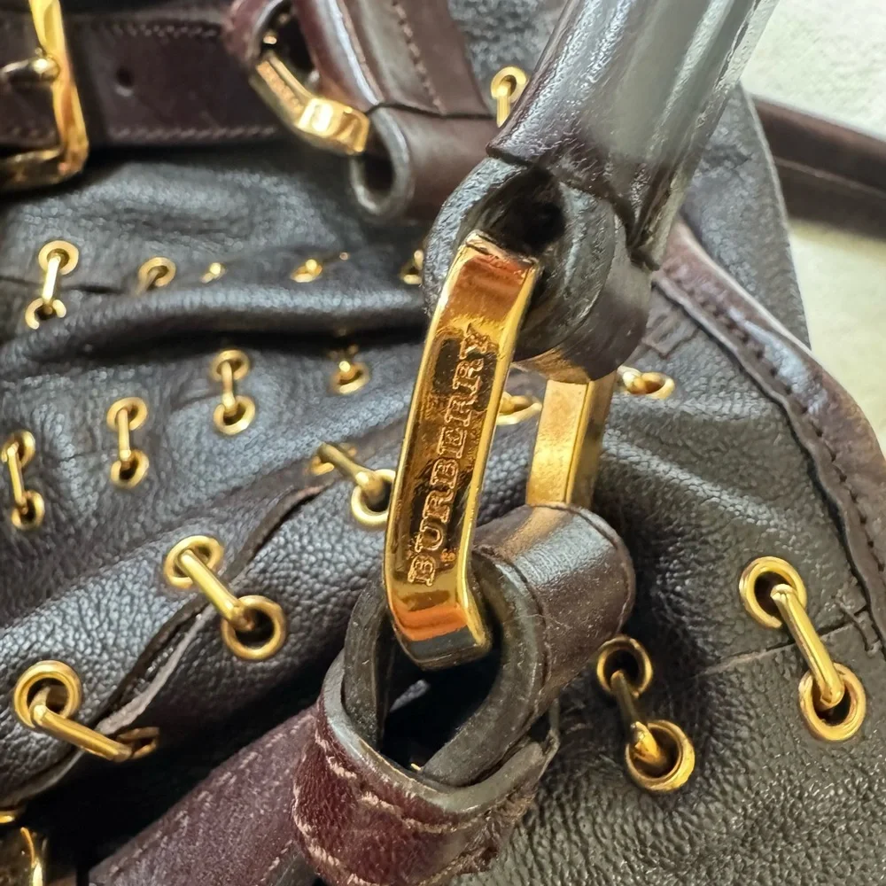 Burberry Prorsum Metal Stitch Lowry Large Brown Leather Tote w/Strap &Dust Bag